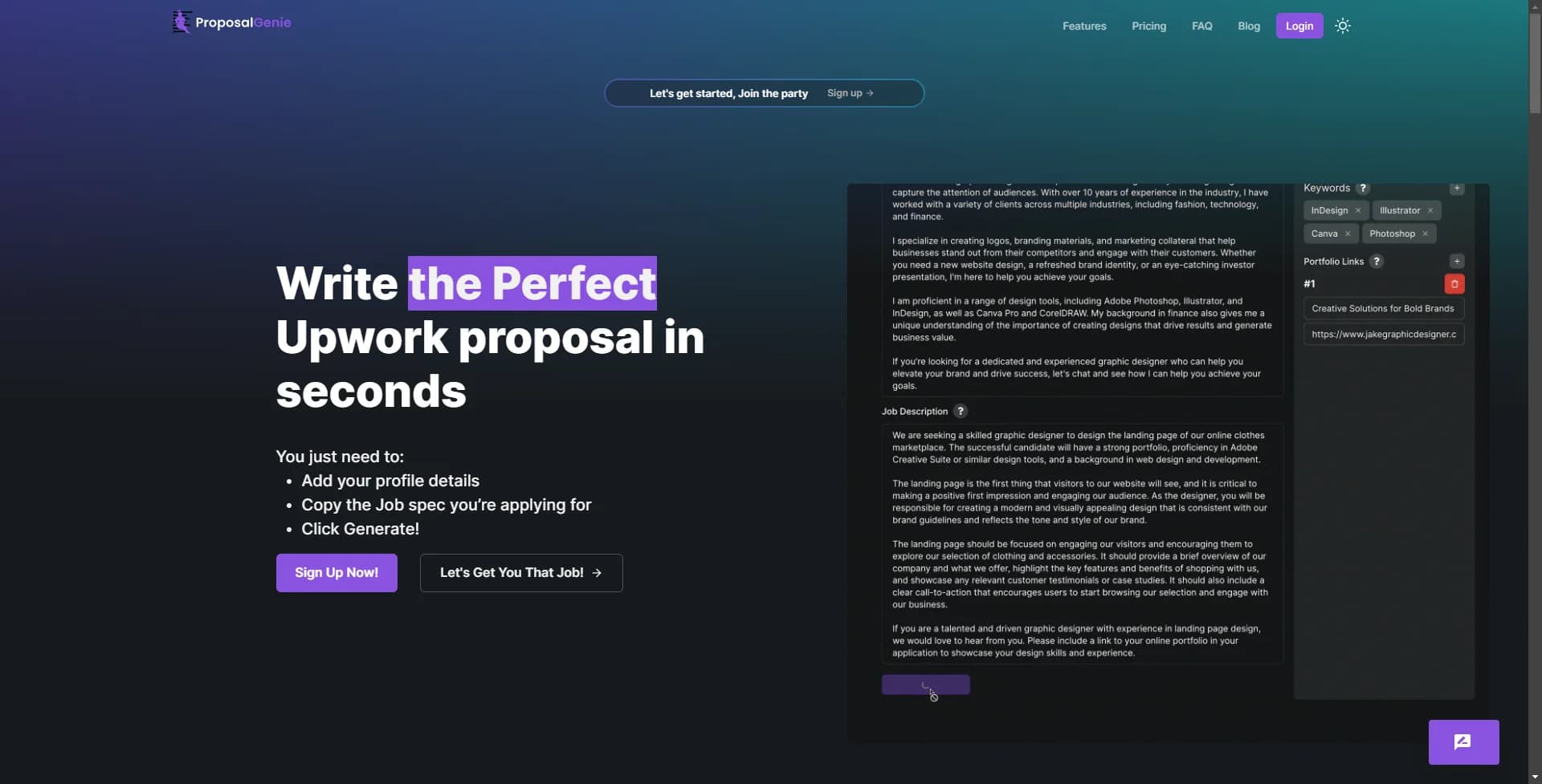 Proposal Genie screenshot