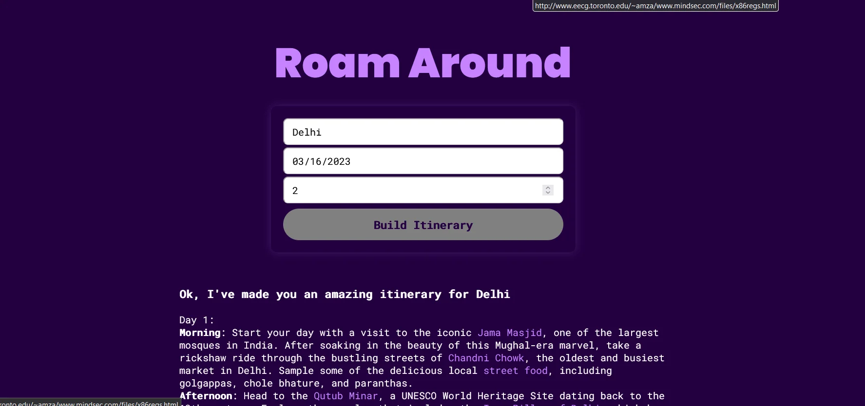 Roamaround screenshot