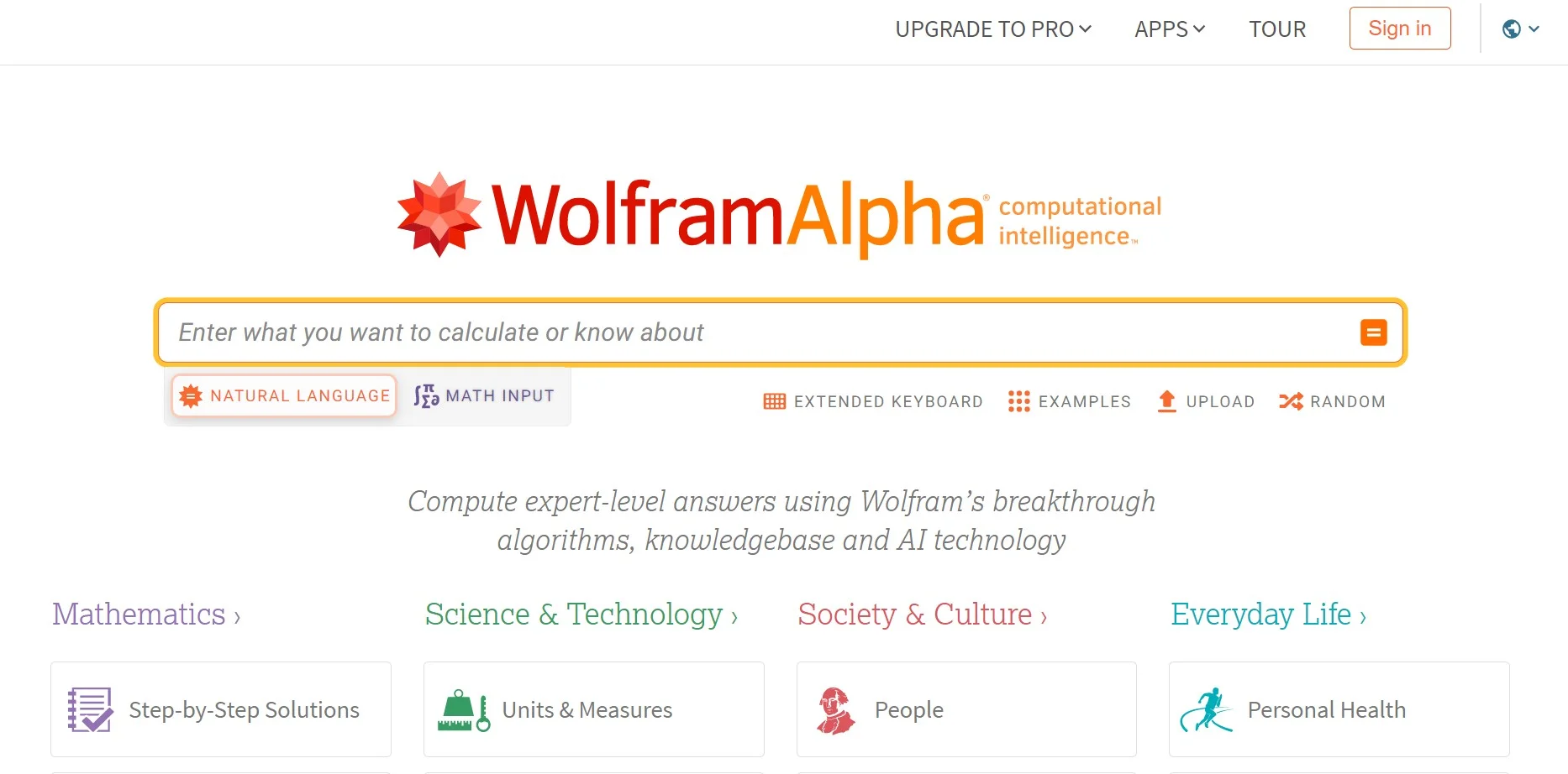 WolframAlpha screenshot